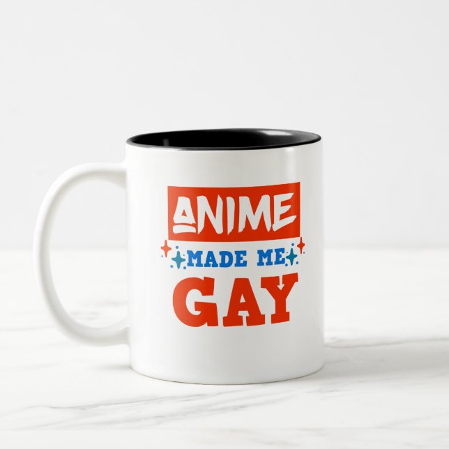 Caneca De Café Em Dois Tons Anime Me Fez Gay LGBTQ Otaku Manga Lover (Esquerda)