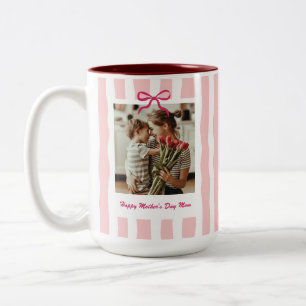 Caneca De Café Em Dois Tons Aniversário da Mamãe Dia das Mães Foto Personaliza