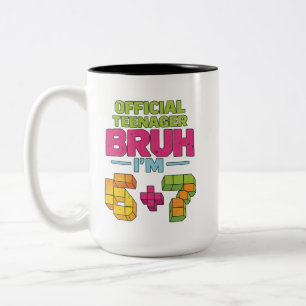 Caneca De Café Em Dois Tons Aniversário de 13 Anos Meninos Oficialmente Adoles