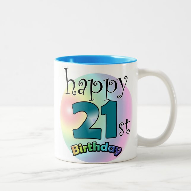 Caneca De Café Em Dois Tons Aniversário de 21 anos feliz (Direita)