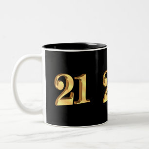 Caneca De Café Em Dois Tons aniversário de 21 anos Mug 3D número de aparência