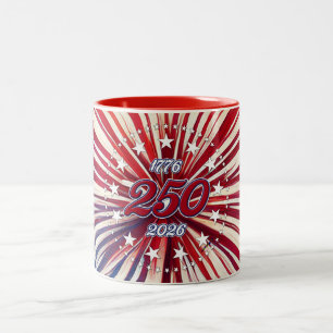 Caneca De Café Em Dois Tons Aniversário de 250 anos da América 1776-2026 Fogos