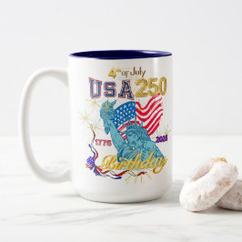 Caneca De Café Em Dois Tons Aniversário de 250 anos dos EUA 4 de Julho 1776-20