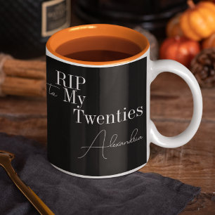 Caneca De Café Em Dois Tons ANIVERSÁRIO DE 30 ANOS de 20s RIP Laranja Branco P