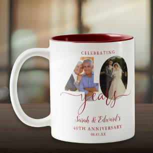 Caneca De Café Em Dois Tons Aniversário de 40 anos de Casamento Rubi 2 Foto