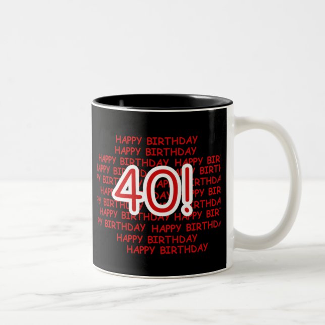 Caneca De Café Em Dois Tons Aniversário de 40 anos feliz (Direita)