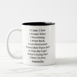 Caneca De Café Em Dois Tons Aniversário de 70 anos Personalizado e Divertido 