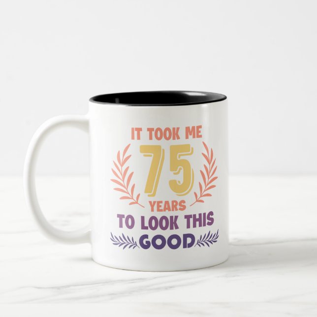 Caneca De Café Em Dois Tons Aniversário de 75 anos (Esquerda)