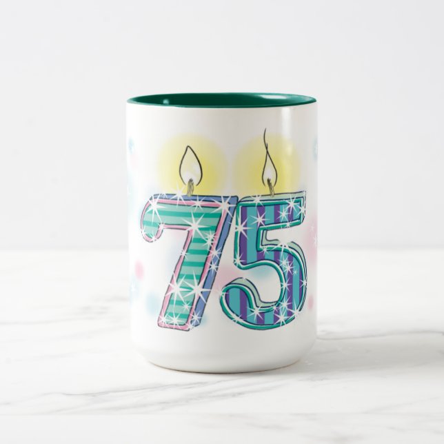 Caneca De Café Em Dois Tons Aniversário de 75 anos (Centro)