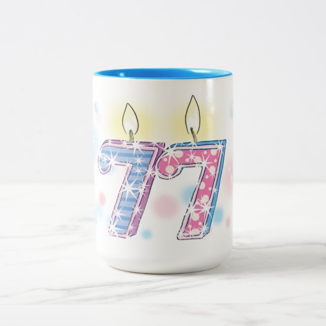 Caneca De Café Em Dois Tons Aniversário de 77 anos (Centro)
