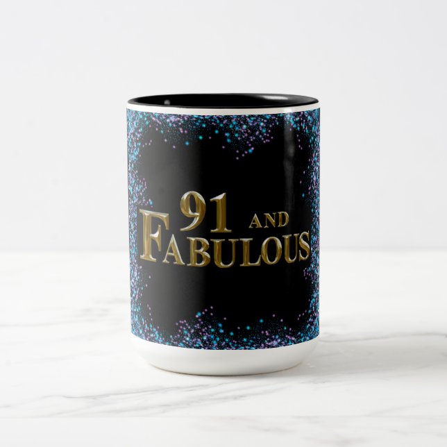Caneca De Café Em Dois Tons Aniversário de 91 anos (Centro)