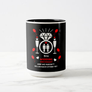 Caneca De Café Em Dois Tons Aniversário de Casamento de 5 de Homens gay