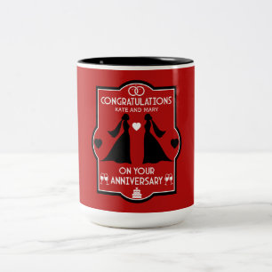 Caneca De Café Em Dois Tons Aniversário de Casamento de gay Girls