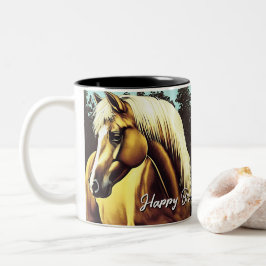 Caneca De Café Em Dois Tons Aniversário de Cavalo Palomino Lindo