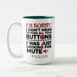 Caneca De Café Em Dois Tons Aniversário do pai não quis empurrar seus botões