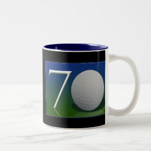 Caneca De Café Em Dois Tons Aniversário feliz do 70 para a porca do golfe