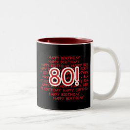 Caneca De Café Em Dois Tons Aniversário feliz do 80