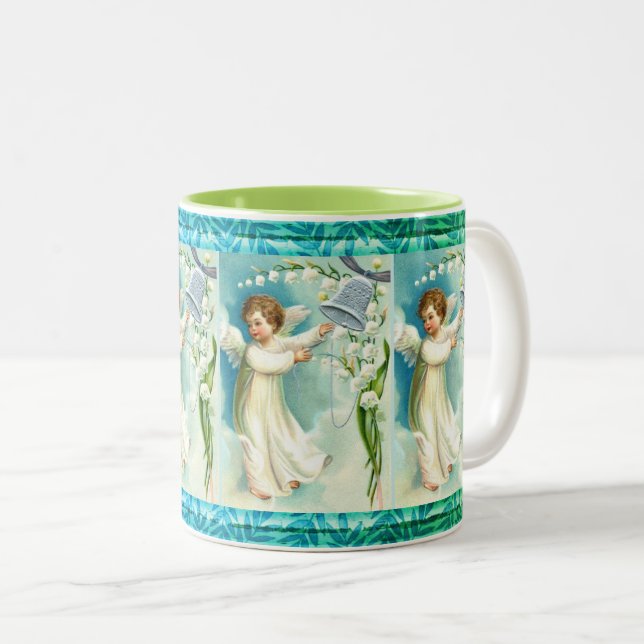 Caneca De Café Em Dois Tons Anjo Bebê Com Bela Azul (Frente Esquerda)