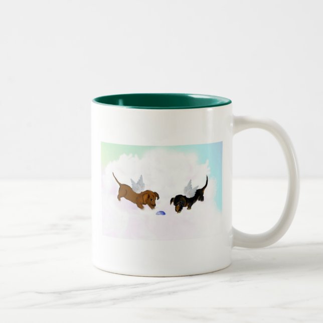 Caneca De Café Em Dois Tons Anjos do Dachshund (Direita)