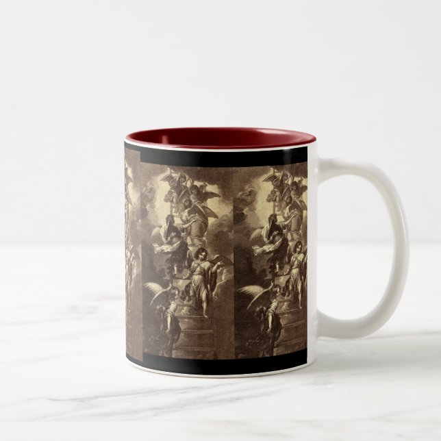 Caneca De Café Em Dois Tons Anjos em uma escada celestial (Direita)