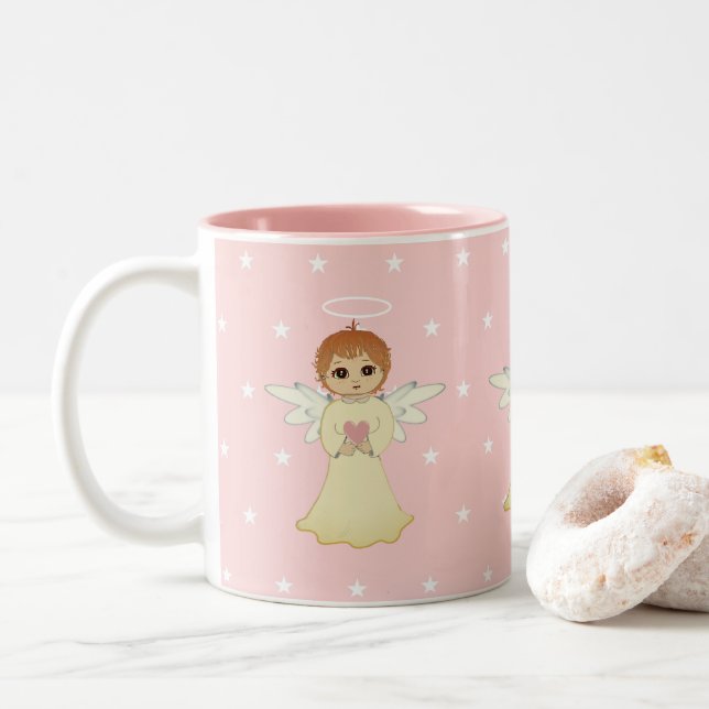 Caneca De Café Em Dois Tons Anjos Lindos (Com Donut)