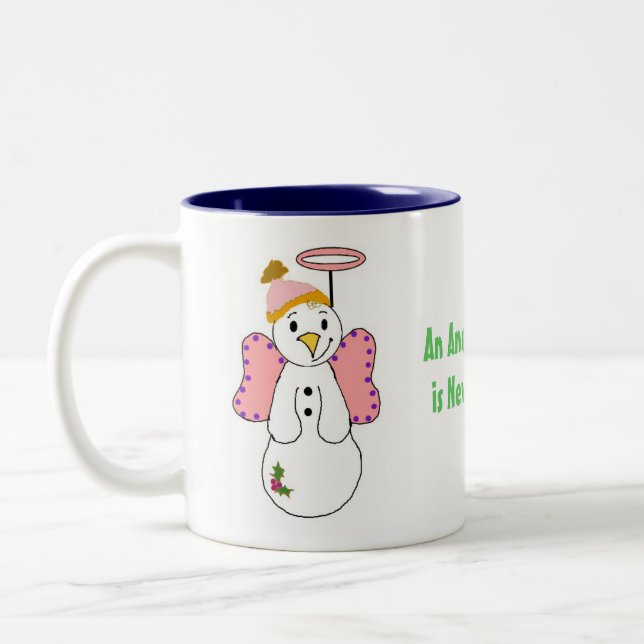 Caneca De Café Em Dois Tons Anjos na Neve (Esquerda)
