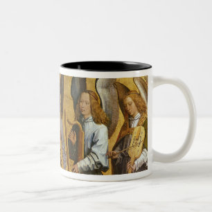 Caneca De Café Em Dois Tons Anjos que jogam instrumentos musicais