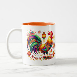 Caneca De Café Em Dois Tons Ano da caneca-galinha