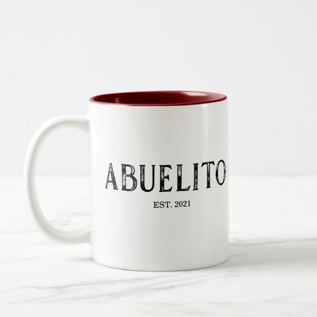 Caneca De Café Em Dois Tons Ano De Abuelito Estabelecido (Esquerda)