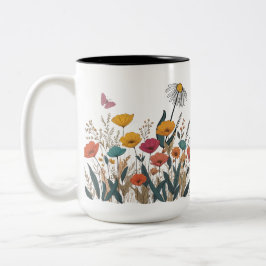Caneca De Café Em Dois Tons Año de nacimiento de las mujeres de flores silvest