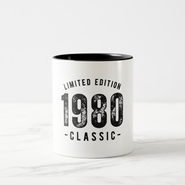Caneca De Café Em Dois Tons Ano de Nascimento Clássico de 1980 (Centro)