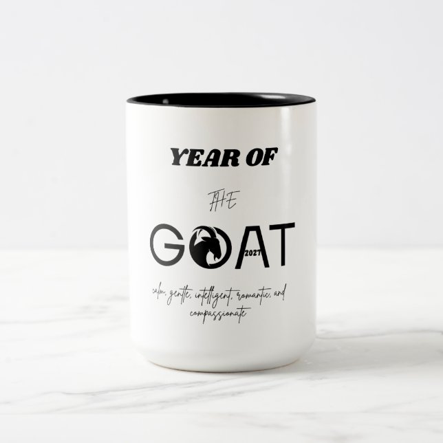 Caneca De Café Em Dois Tons Ano do Bode 2027 com Características (Centro)