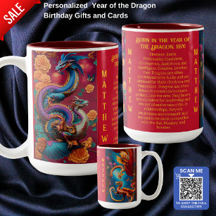 Caneca De Café Em Dois Tons Ano do Dragão - Ano Chinês do Nascimento