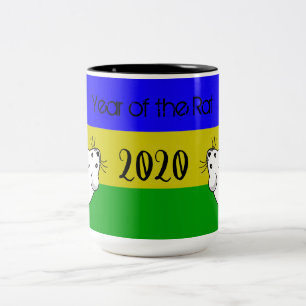 Caneca De Café Em Dois Tons Ano do mouse Rat 2020 com texto