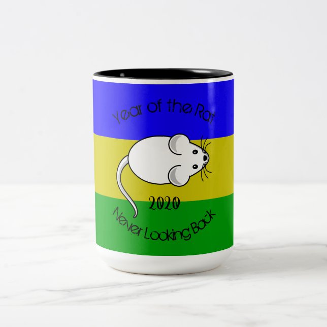 Caneca De Café Em Dois Tons Ano do mouse Rat 2020 com texto (Centro)