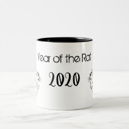 Caneca De Café Em Dois Tons Ano do mouse Rat 2020 com texto