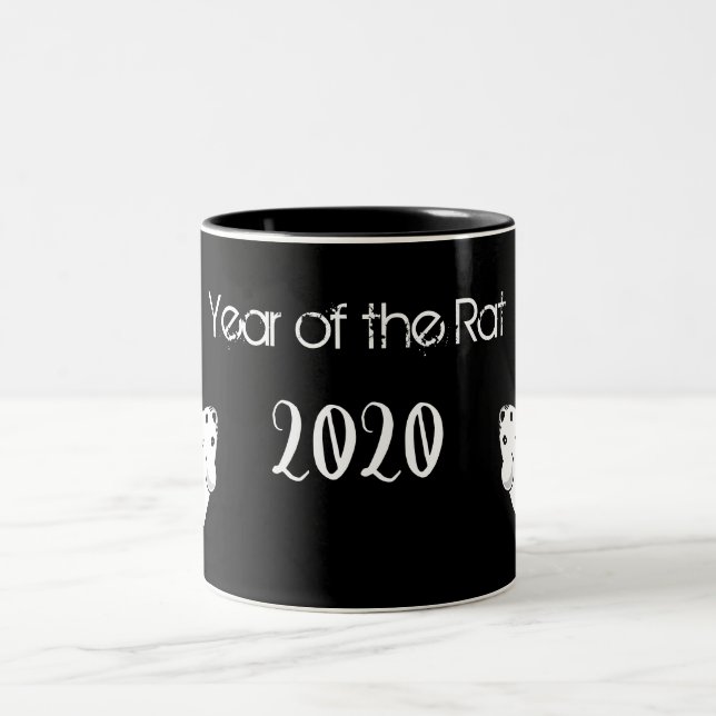Caneca De Café Em Dois Tons Ano do mouse Rat 2020 com texto (Centro)