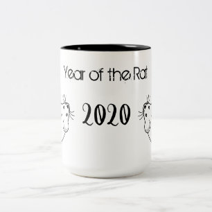 Caneca De Café Em Dois Tons Ano do Rat 2020 Mouse com Texto