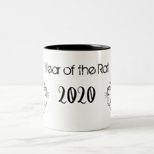Caneca De Café Em Dois Tons Ano do Rat 2020 Mouse com Texto