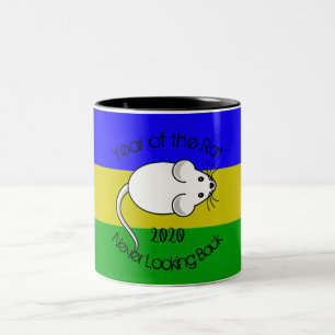 Caneca De Café Em Dois Tons Ano do Rat 2020 Mouse com Texto