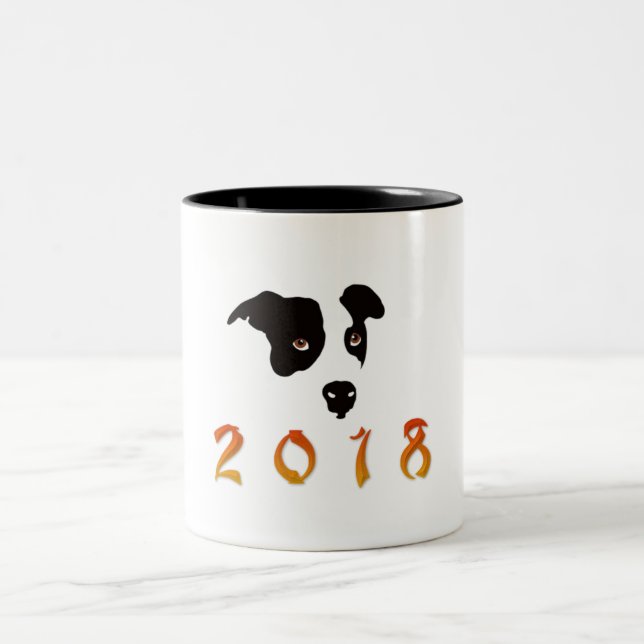Caneca De Café Em Dois Tons Ano Novo Chinês 2018 (Centro)