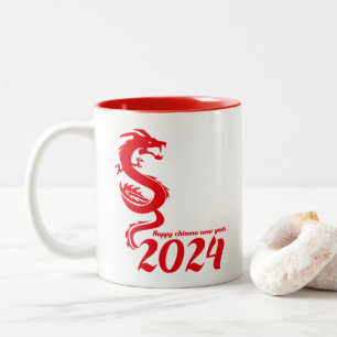 Caneca De Café Em Dois Tons Ano Novo chinês 2024: Feliz Ano do Dragão