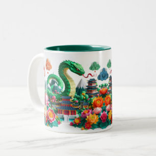 Caneca De Café Em Dois Tons Ano Novo Chinês Cobra 2025 Origami 2TM6