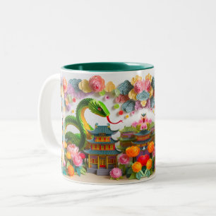 Caneca De Café Em Dois Tons Ano Novo Chinês Cobra 2025 Origami 2TM7