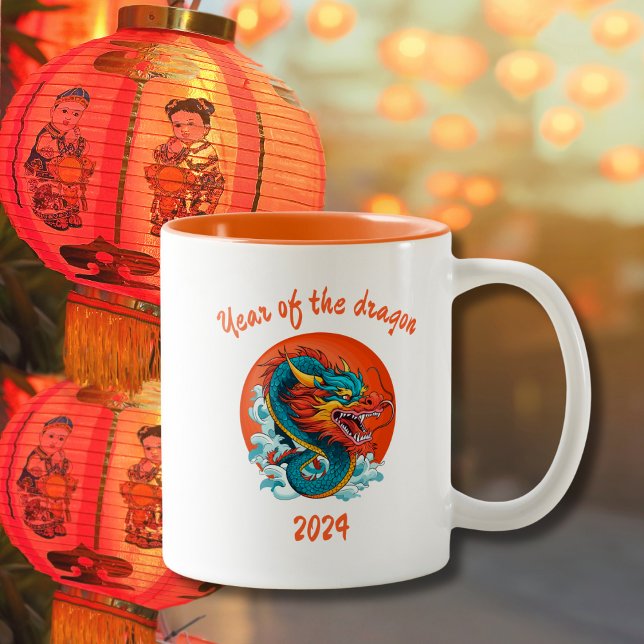 Caneca De Café Em Dois Tons Ano Novo Chinês do Dragão Chinês - Presente Zodíac (Criador carregado)