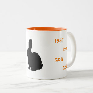 Caneca De Café Em Dois Tons Anos chineses do coelho de 1939 a 2023