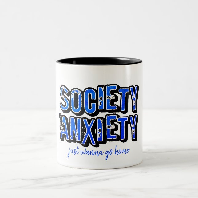 Caneca De Café Em Dois Tons Ansiedade da sociedade (Centro)