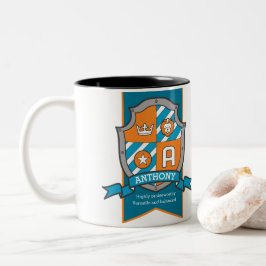 Caneca De Café Em Dois Tons Anthony Letter A crest orange name significado de