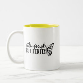 Caneca De Café Em Dois Tons Anti-Social Butterfly 