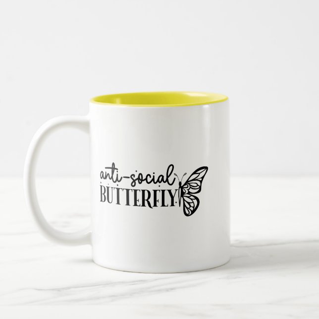 Caneca De Café Em Dois Tons Anti-Social Butterfly  (Esquerda)
